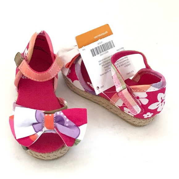 GYMBOREE Baby Shoes NWT Espadrille Sandals Floral Pink Newborn Size 0-3 Gymboree - Picture 4 of 15